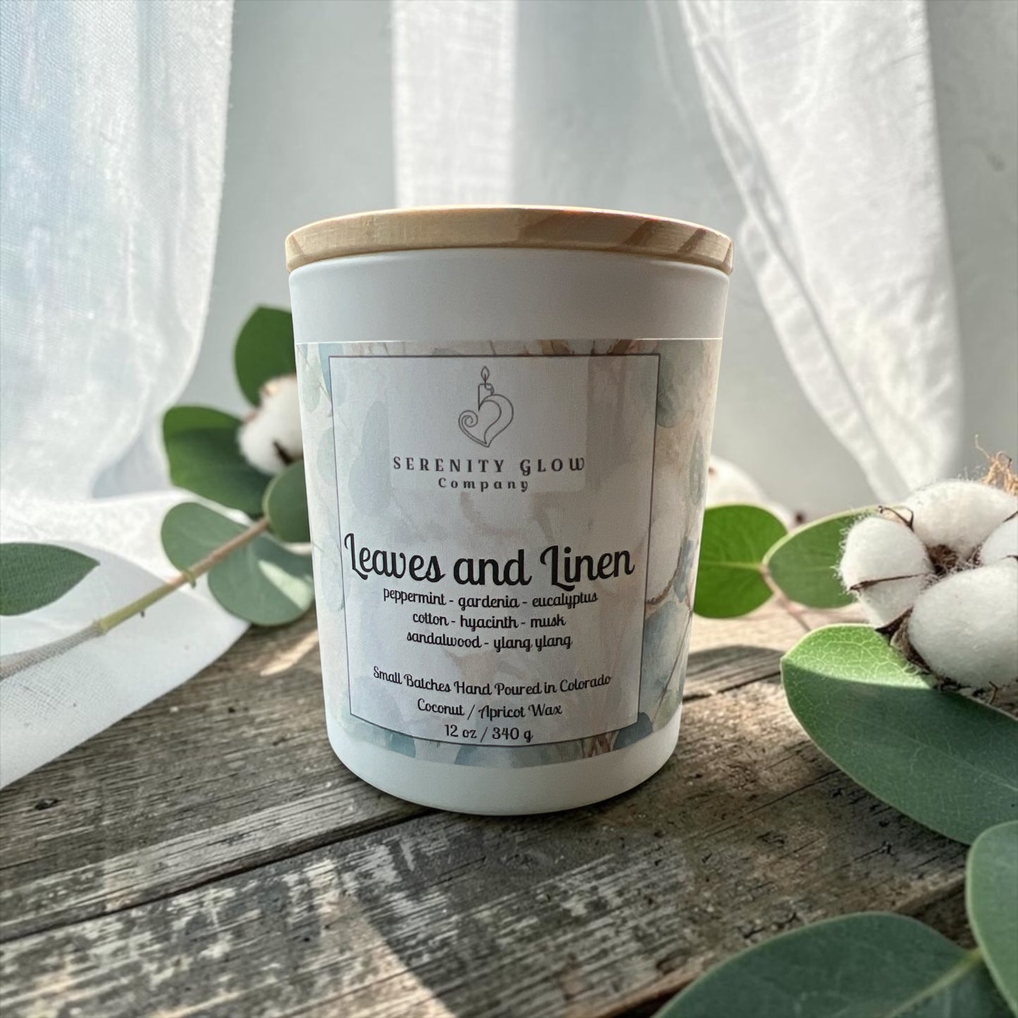 Leaves and Linen Candle