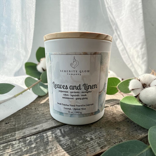 Leaves and Linen Candle